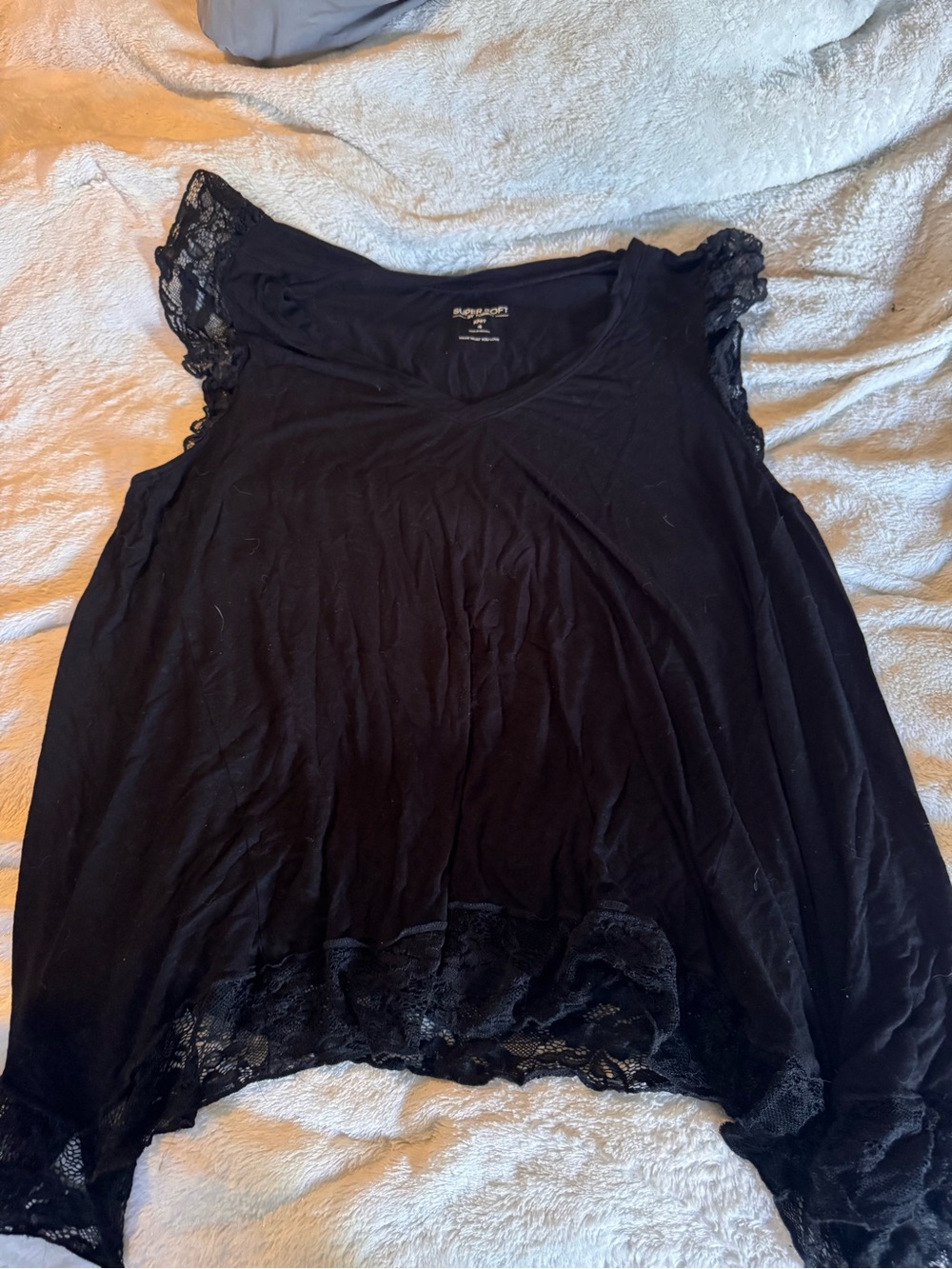 torrid Black Lace-Trim Flutter Sleeve Cami